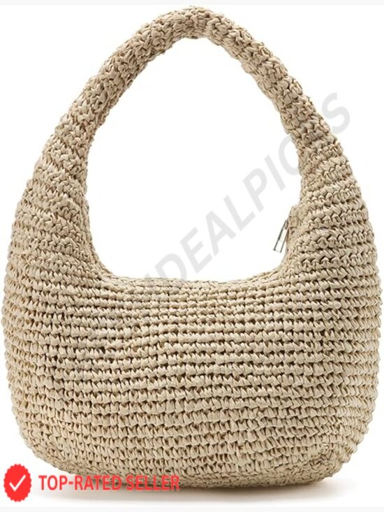 Handbags - Woven Straw Boho Hobo Shoulder Bag Lightweight Beach Summer Tote Crossbody